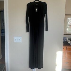 fashion Nova Deep V Double Slit Black Maxi Dresss